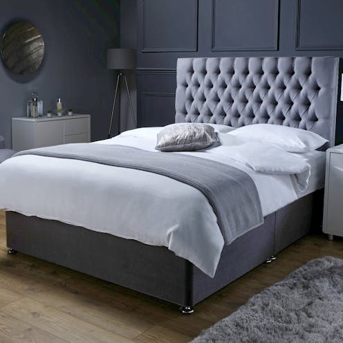 Rapyal Sleep Princess Memory Sprung Grey Suede Divan Bed