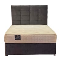Rapyal Sleep Chester Cube Plush or Crushed Velvet Divan Bed with 9" Deluxe Memory Collection Mattress & 24" Headboard