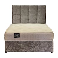 Rapyal Sleep Chester Cube Plush or Crushed Velvet Divan Bed with 9" Deluxe Memory Collection Mattress & 24" Headboard