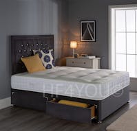 Rapyal Sleep Victoria Divan Bed Set with 10" Ortho Mattress, 24" Matching Headboard and 2 Drawers Same Side