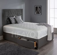 Rapyal Sleep Victoria Divan Bed Set with 10" Ortho Mattress, 24" Matching Headboard and 2 Drawers Same Side