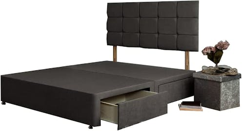 Rapyal Sleep Faigo Divan Bed Base and 24 Inch Headboard with 2 Drawers Same Side