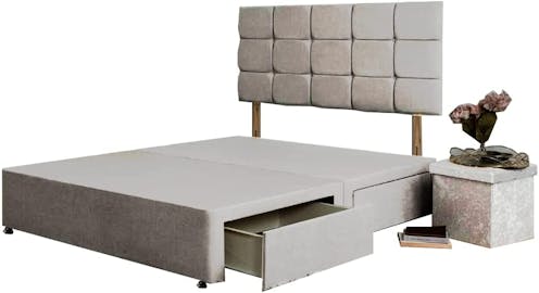 Rapyal Sleep Faigo Divan Bed Base and 24 Inch Headboard with 2 Drawers Same Side