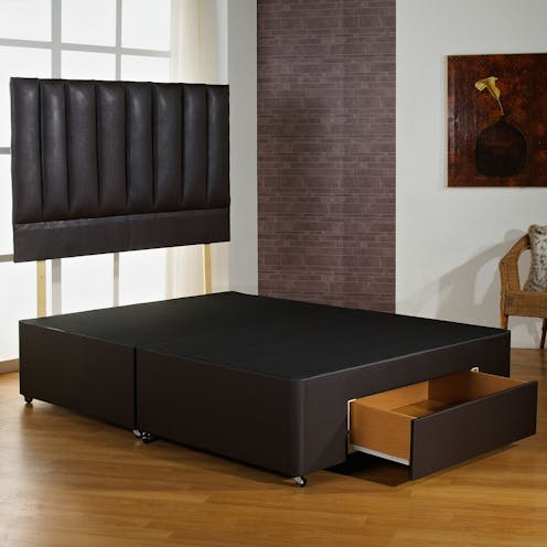 Hf4you  Brown Faux Leather Divan Bed Base With Drawers
