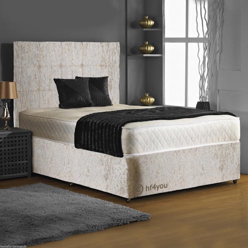 Hf4you Hf4you Crushed Velvet Memory Foam Divan Bed Set