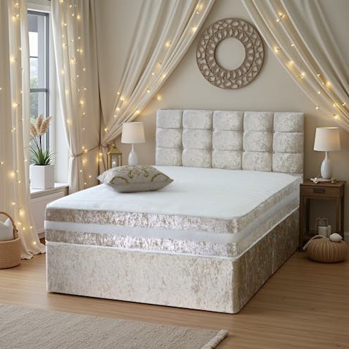 Rapyal Cube Memory Sprung Crushed Velvet Divan Bed