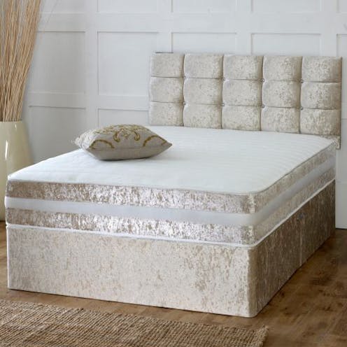 Hf4you Cube Memory Sprung Crushed Velvet Divan Bed