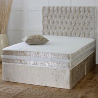 Hf4you Princess Memory Sprung Cream Crushed Velvet Divan Bed