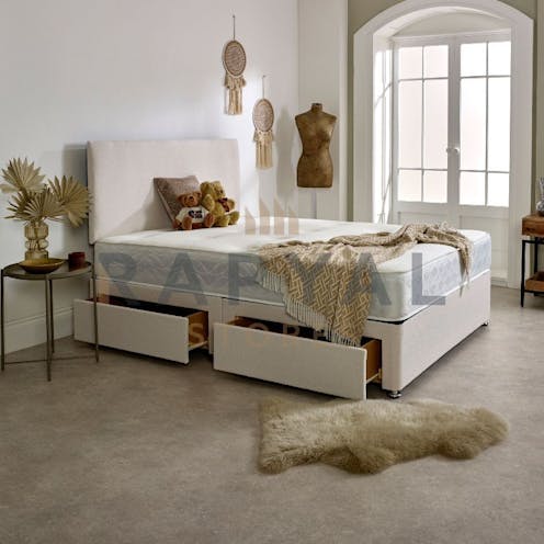 Rapyal Sleep New Teddy Tropez Divan Bed Set With 10" Luxury Mattress & 24" Matching Headboard