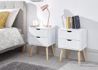 Rapyal Stores Nyborg Pair Of 2 White Drawer Bedsides