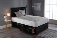 Ghost Beds Saif Crushed Velvet Divan Bed Set With Memory Sprung Mattress, 2 Drawers and 24 Inch Grid Headboard