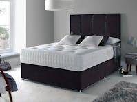 Ghost Beds Hacce Plush Soft Touch Divan Bed Set With Memory Sprung Hybrid Mattress 24 Inch Headboard