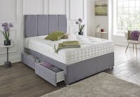 Ghost Beds 4 Panel Fabric Divan Bed Set with Orthopaedic Mattress and 24" Matching Headboard