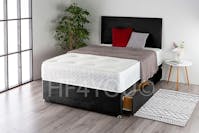 Hf4you Home Furnishings UK Suede Divan Bed Set with a Orthopedic 12.5 Gauge Sprung Mattress and Matching Headboard