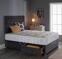 Hf4you Hf4you Victoria Divan Bed Set with 10" Ortho Mattress, 24" Matching Headboard and 2 Drawers Same Side (5ft Kingsize, Black)