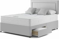 Fireplaces 4 Life  Fireplaces 4 Life Light Grey Plush Divan Bed Set + Memory Mattress + 24" Matching Headboard * Storage Availabl