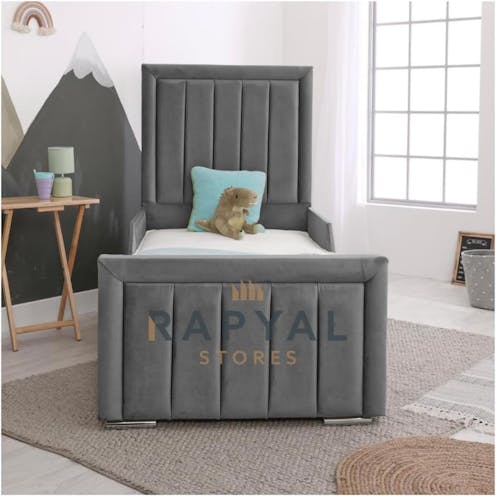 Rapyal Stores Plush Areal Single Kids Bed 2FT6/3FT With Mattress & Headboard