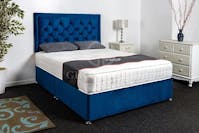 Fireplaces 4 Life  Fireplaces 4 Life Phoenix Divan Bed Set with Memory Collection Mattress + 24" Rio Chesterfield Headboard *Storage Available