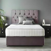 Ghost Beds GREY OR BLACK SUEDE MEMORY FOAM DIVAN BED SET WITH MATTRESS+ 24 "HEADBOARD