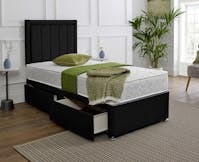 Ghost Beds Single Lined Divan Bed Set with Free 24" Matching Headboard + 10" Orthopaedic Mattress -STORAGE