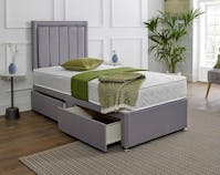 Ghost Beds Single Lined Divan Bed Set with Free 24" Matching Headboard + 10" Orthopaedic Mattress -STORAGE