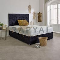 Hf4you NEW CUBED MARBLE FABRIC DIVAN BED SET WITH LUXURY MATTRESS AND 24" MATCHING HEADBOARD