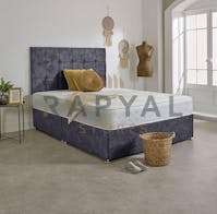 Hf4you NEW CUBED MARBLE FABRIC DIVAN BED SET WITH LUXURY MATTRESS AND 24" MATCHING HEADBOARD