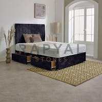 Hf4you NEW MARBLE FABRIC DIVAN BED SET WITH LUXURY MATTRESS AND 24" MATCHING HEADBOARD