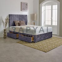 Hf4you NEW MARBLE FABRIC DIVAN BED SET WITH LUXURY MATTRESS AND 24" MATCHING HEADBOARD