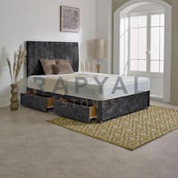 Hf4you The Vegas Plush Divan Bed Set with Luxury Memory Mattress and 24" Matching Headboard