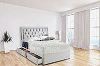 Ghost Beds Elite Grey Divan Bed Set + 10" Orthopaedic Mattress + Matching 24" Headboard *Storage Options