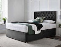 Ghost Beds kira Divan Bed Set with 10" Orthopaedic Mattress and 24" Matching Headboard *Storage Available (Charcoal, 4 Drawers, 5ft Kingsize