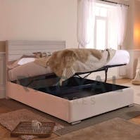 Rapyal Stores Geneva Ottoman Storage Plush Upholstered Bed Frame