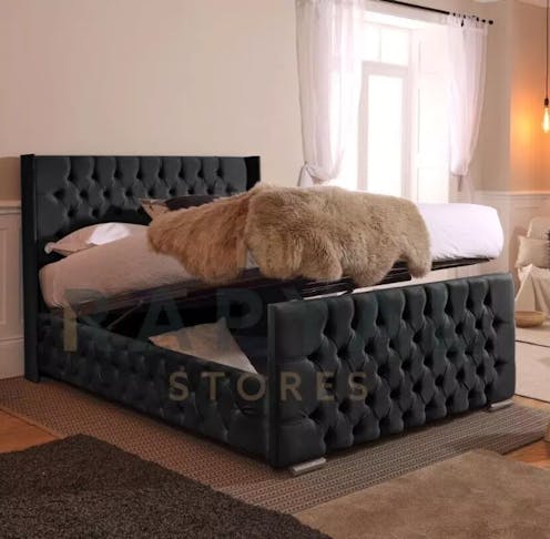 Rapyal Stores California Ottoman Storage Plush Upholstered Bed Frame