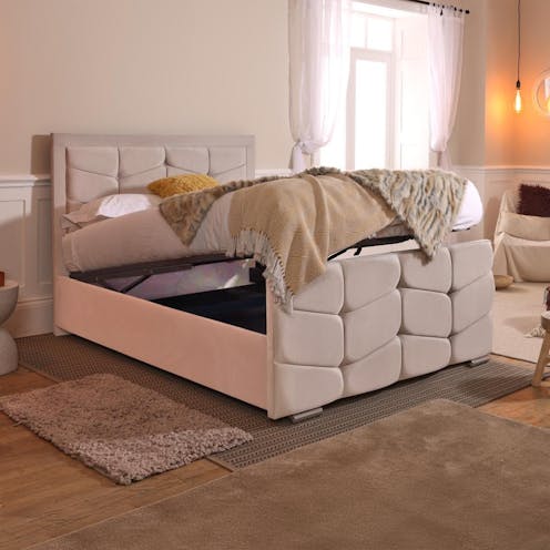 Rapyal Sleep Celia Plush Ottoman Storage Bed Frame