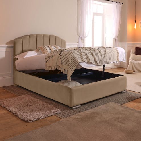 Rapyal Milan Ottoman Storage Plush Upholstered Bed Frame