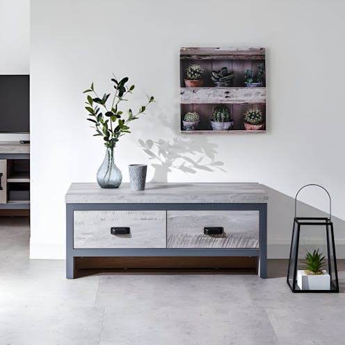 RS Boston 2 Drawer Coffee Table Grey