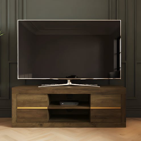 RS Astley 4 Drawer TV Unit Knotty Oak