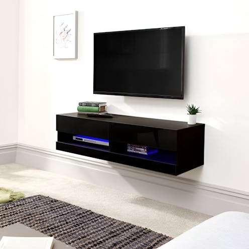 RS Galicia 120cm Wall TV Unit with LED Black