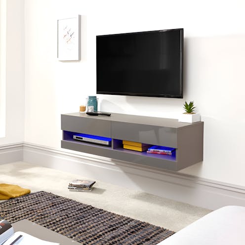 RS Galicia 120cm Wall TV Unit with LED Grey