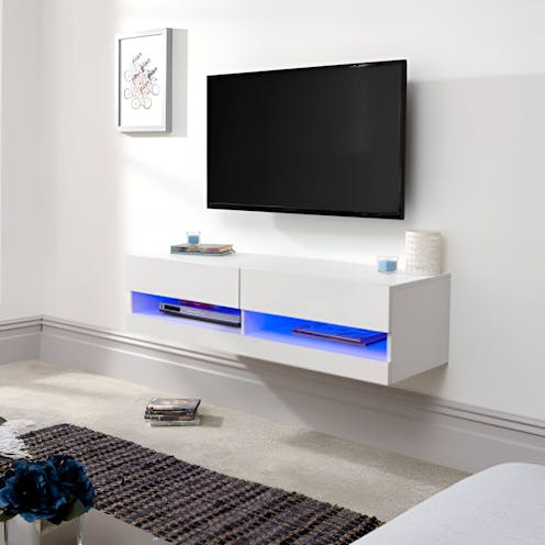 RS Galicia 120cm Wall TV Unit with LED White