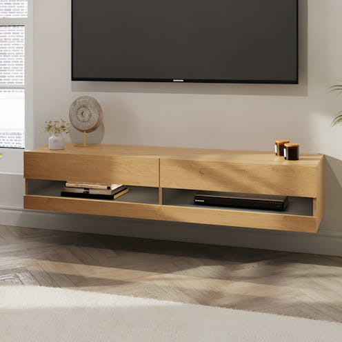 RS Leon 180cm Wall TV Unit with LED Oak/Anthracite