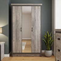 RS Boston 3 Door Mirrored Wardrobe Grey