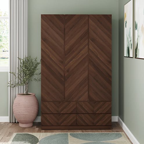 RS Catania 3 Door 4 Drawer Wardrobe Royal Walnut