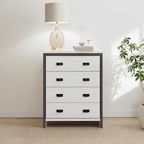 RS Boston 4 Drawer Chest White