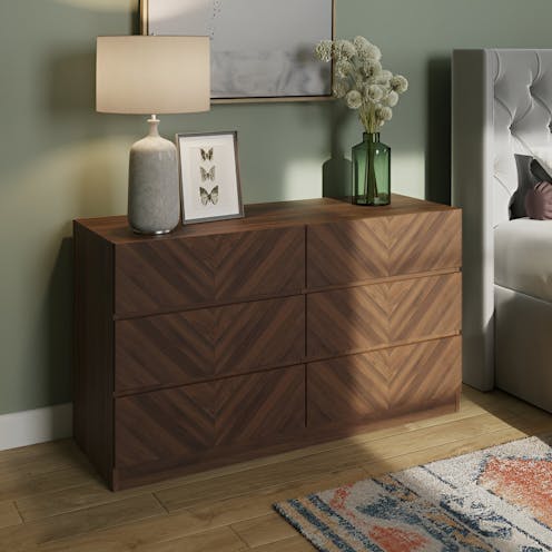 RS Catania 3+3 Drawer Chest Royal Walnut