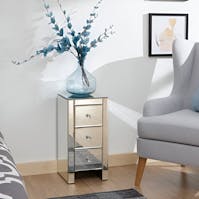 RS Mirrored 3 Drawer Slim Chest Clear Glass