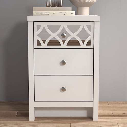 RS Arianna 3 Drawer Bedside Table White