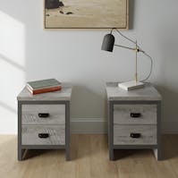RS Boston 2 Drawer Bedside Table Pair Grey