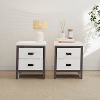 RS Boston 2 Drawer Bedside Table Pair White